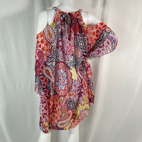SLNY Paisley Multicolor Cold-Shoulder Knee-Length Dress Size 10 - Picture 3 of 7